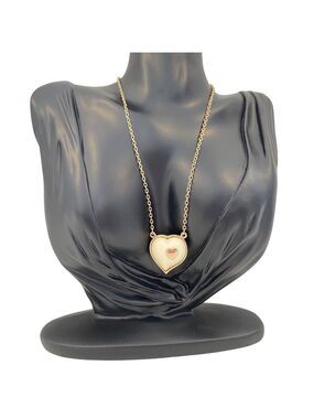 Vintage Sarah Coventry Canada Gold-Tone Necklace With Heart Pendant Featuring Cr